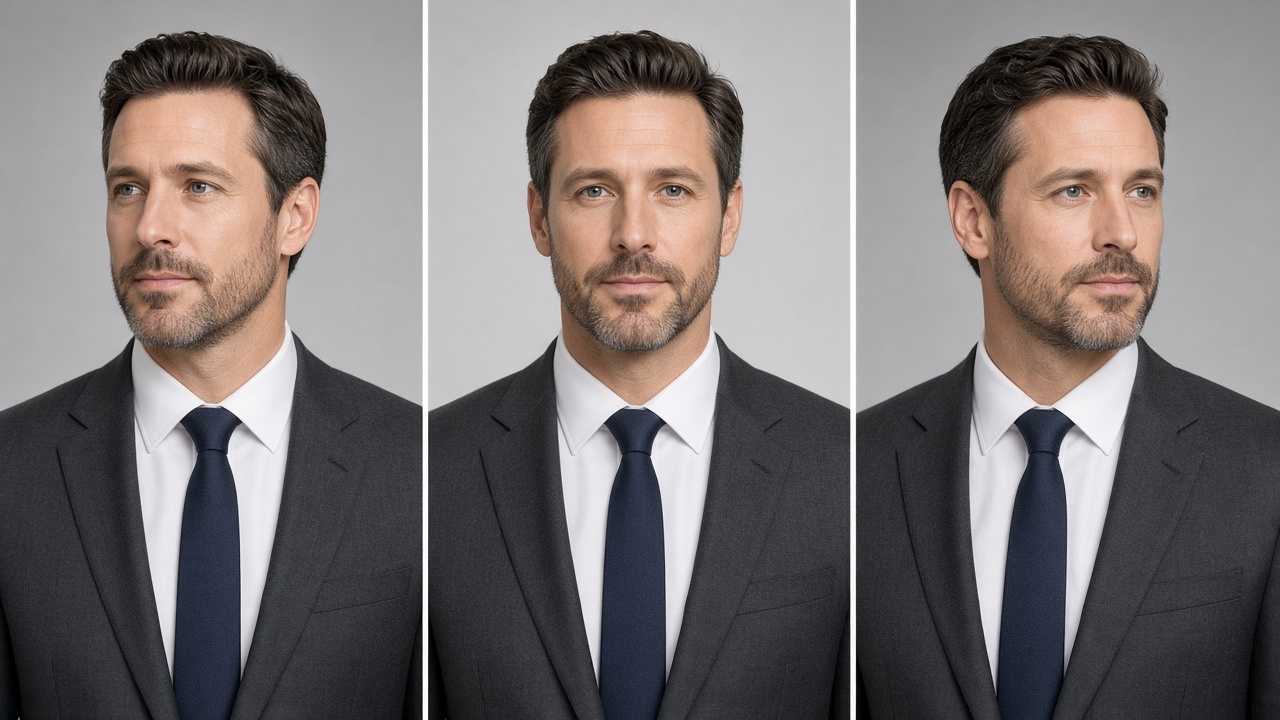 Same person shown at three slight angles